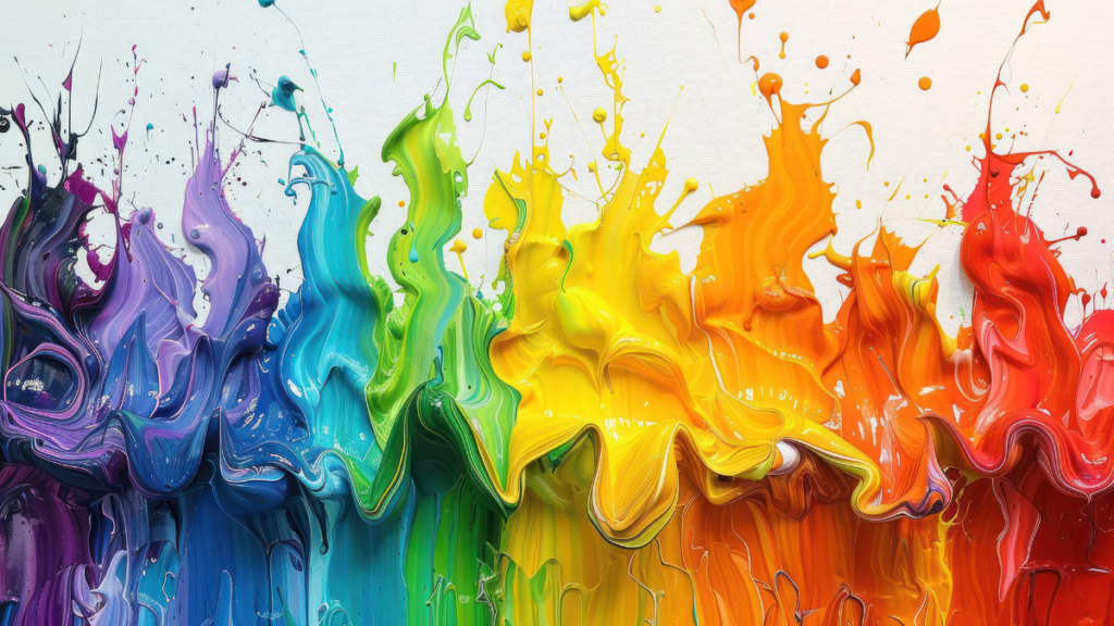 Peinture abstraite aux couleurs vives représentant une explosion de couleurs.